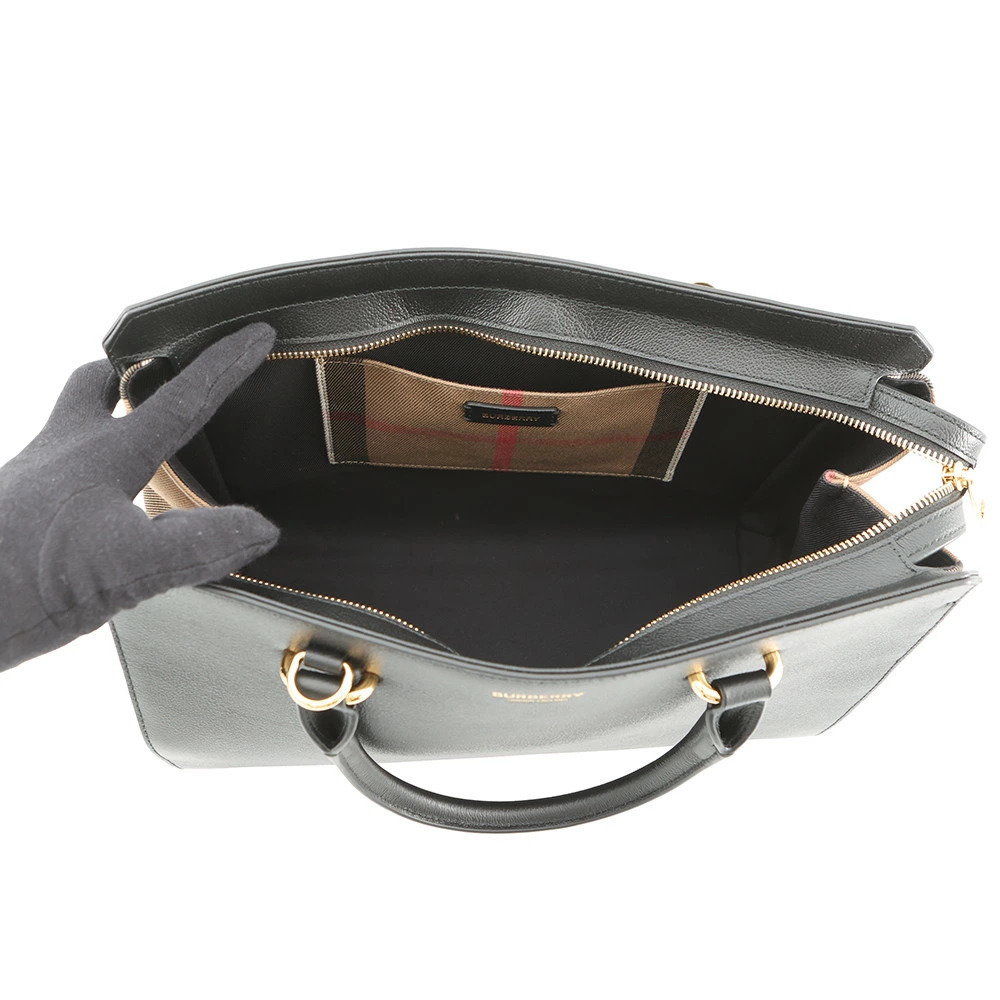 Burberry handbag side check Banwell leather canvas black bag - Picture 6 of 12